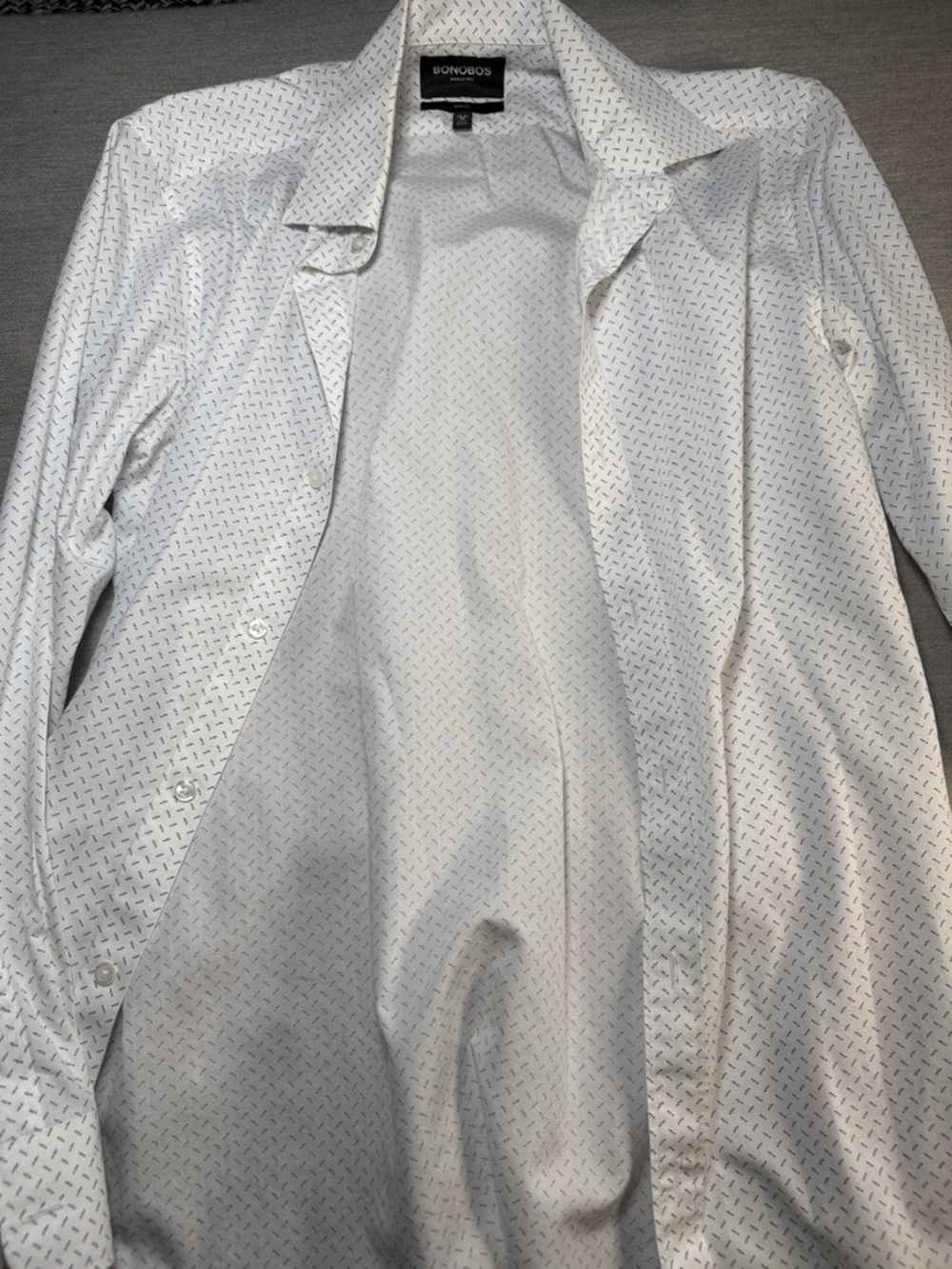 Bonobos White Shirt with Navy Micro Print Pattern